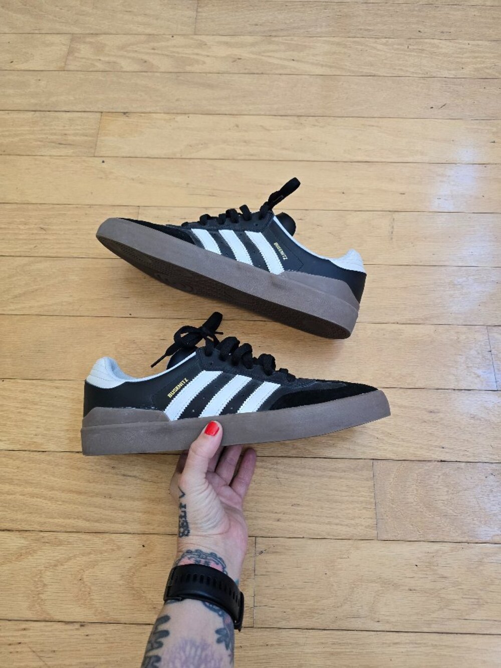 adidas | Busenitz Vulc II Core Black White Gum Sole Sneakers | Men's 10.5